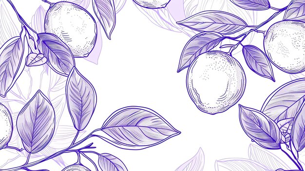 Eleganti rami di agrumi disegnati a mano con limoni Illustrazione vettoriale botanica dettagliata