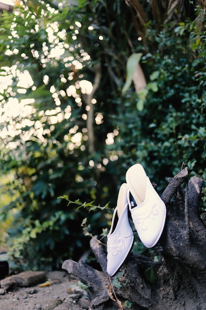 Eleganti scarpe da sposa bianche