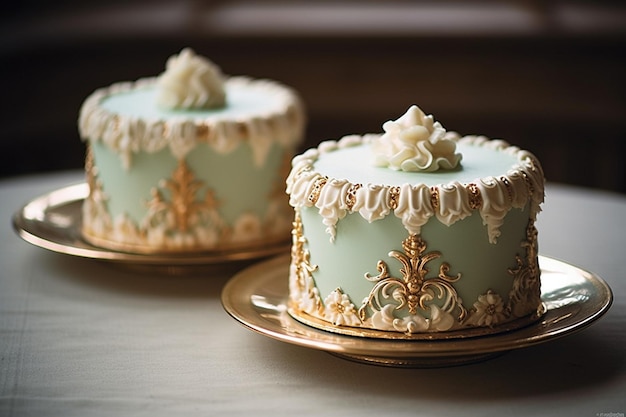 Eleganti torte da matrimonio in menta e oro