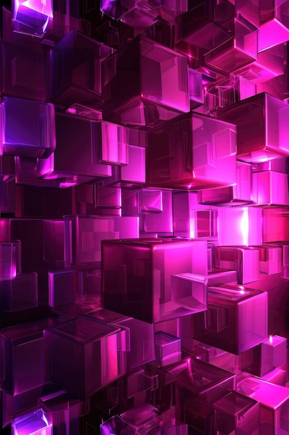 Eleganza contemporanea Una moderna carta da parati 3D illuminata da LED magenta che infonde un ambiente vibrante ed elegante