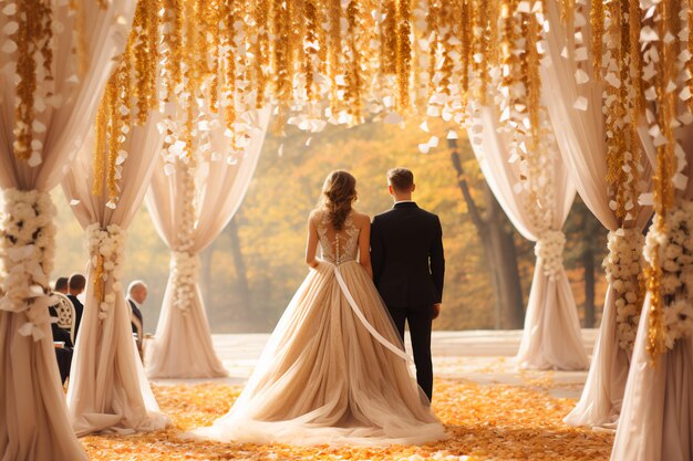 Eleganza del matrimonio autunnale d'oro