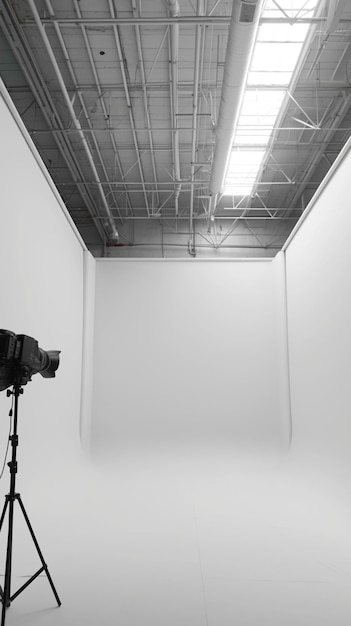 Eleganza dello studio Studio fotografico vuoto con sfondo cyclorama bianco Carta da parati mobile verticale