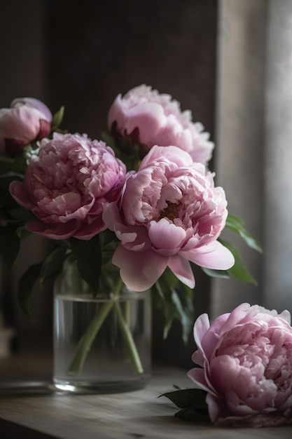 Eleganza e grazia Peonie rosa in tonalità rosa delicate e morbide