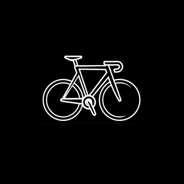 Eleganza elegante Il logo iconico della bici da strada della linea in vettore bianco su sfondo nero