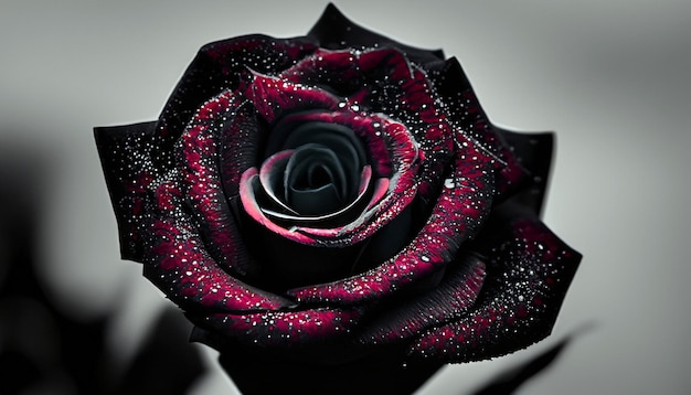 Eleganza enigmatica Foto gratuita di una rosa nera Abbraccia la misteriosa bellezza della rara fioritura della natura