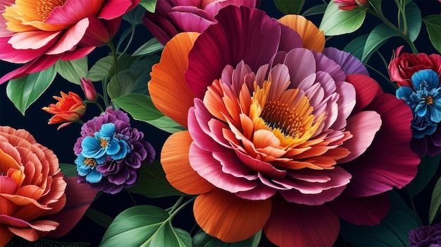Eleganza floreale dipinta di fantasia multicolore