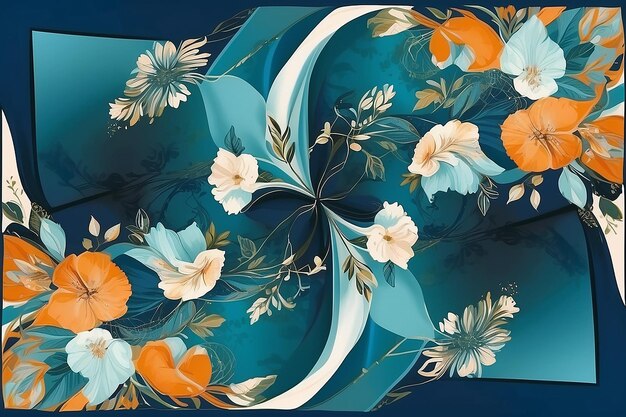 Eleganza in fiore modello sciarpa in seta con ecostampa floreale ed elementi geometrici per moda e accessori