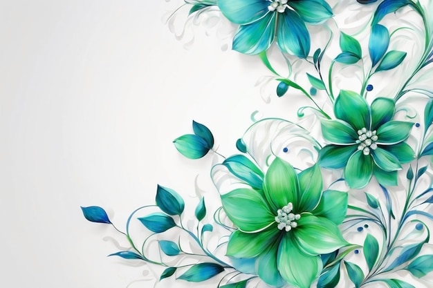 Eleganza in fiore Verde Blu Bianco Estetica floreale