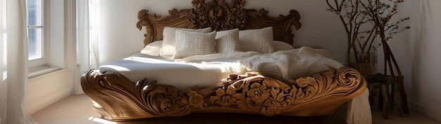 Eleganza intagliata Una fusione di tradizione e design contemporaneo del letto
