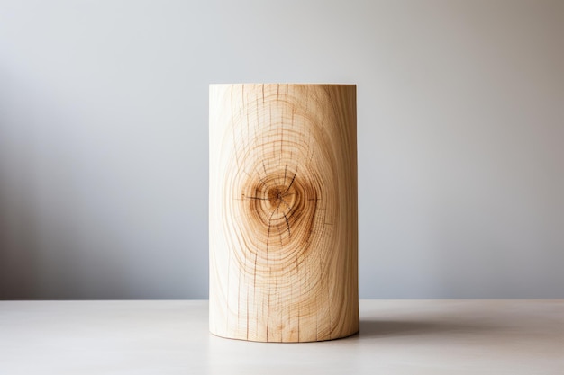 Eleganza naturale cilindro a fette di legno sostenibile in stile ecologico minimalista su beige