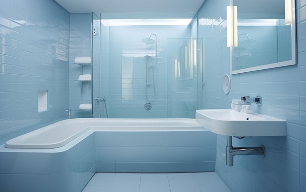 Eleganza nel bagno blu ghiaccio