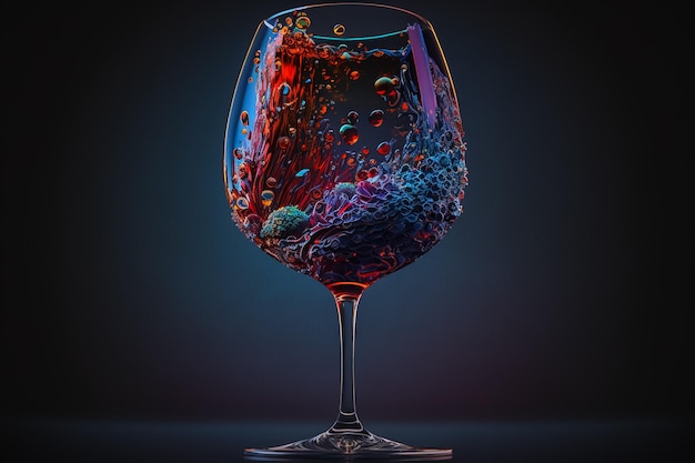 Eleganza nel bicchiere di vino rosso sull'oscurità astratta