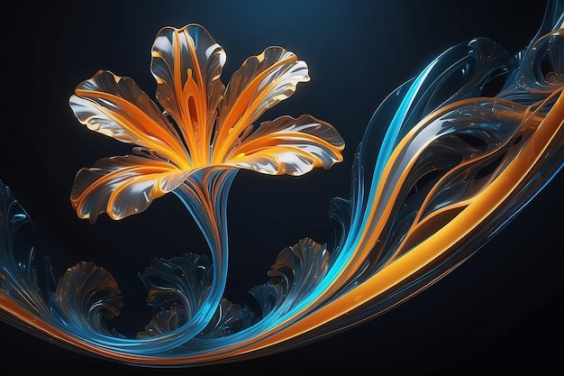 Eleganza organica del fiore alieno surreale 3D in tonalità luminose