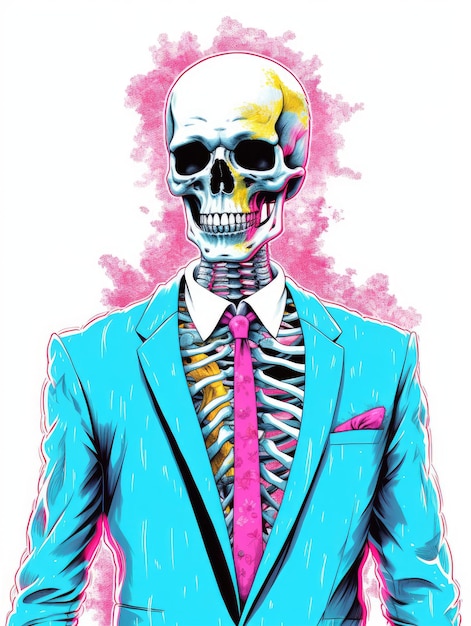 Eleganza radiosa Pop Art Skeleton Print