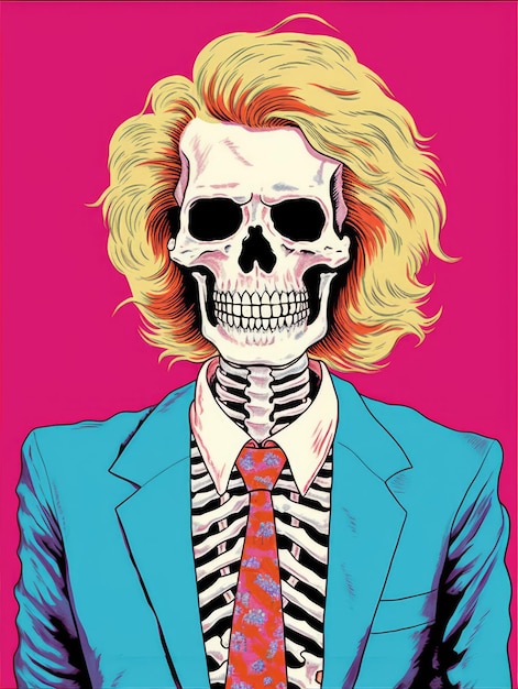 Eleganza radiosa Pop Art Skeleton Print