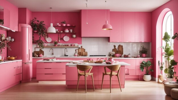 Eleganza rosa: un'oasi di cucina moderna