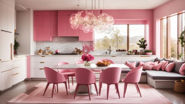 Eleganza rosa: un'oasi di cucina moderna