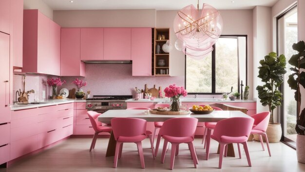 Eleganza rosa: un'oasi di cucina moderna