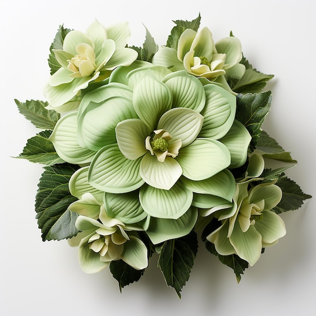 Eleganza superiore Fiore verde isolato su bianco