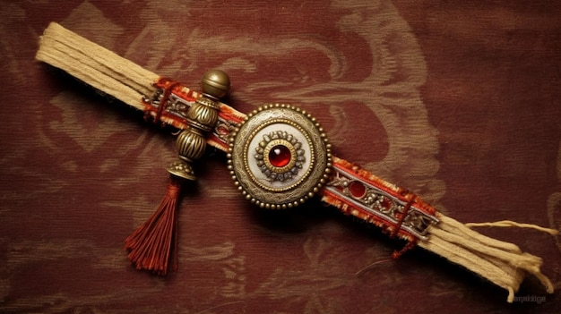 Eleganza vintage Un'immagine di un antico Rakhi realizzato con arte tradizionale