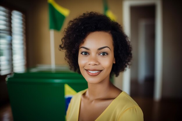 Eleitora brasileira em uma secao votazione elettorale