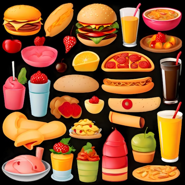 Elementi alimentari gustosi Clipart Elevate