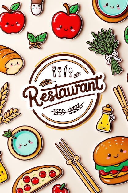 Elementi di fast food disegnati a mano e collezione di posate