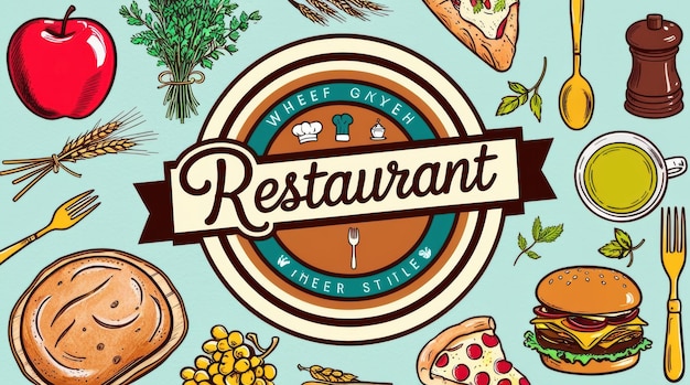 Elementi di fast food disegnati a mano e collezione di posate
