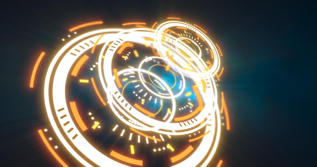 Elementi HUD tondi tondi gialli linea cerchio astratto energia hitech scientifica futuristica