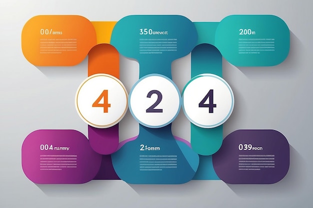 Elementi infografici con 4 passaggi per la presentazione grafico concettuale della pianificazione aziendale