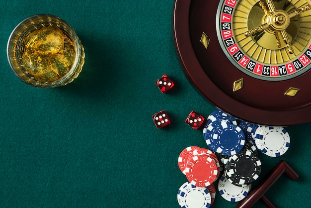 Elementi relativi alla roulette e al poker Sfondo del casinò