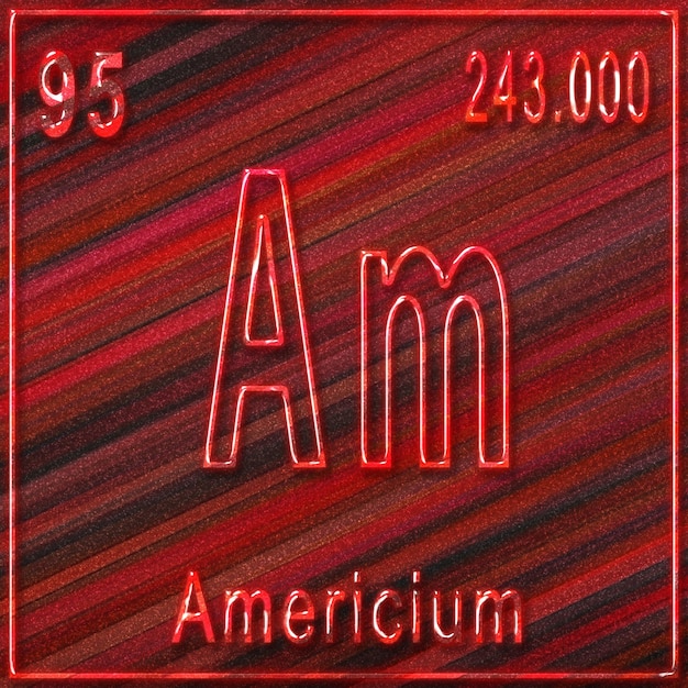 Elemento chimico americio, segno con numero atomico e peso atomico, elemento della tavola periodica