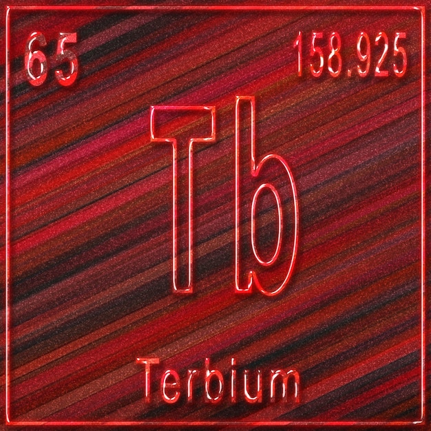 Elemento chimico del terbio, segno con numero atomico e peso atomico, elemento della tavola periodica