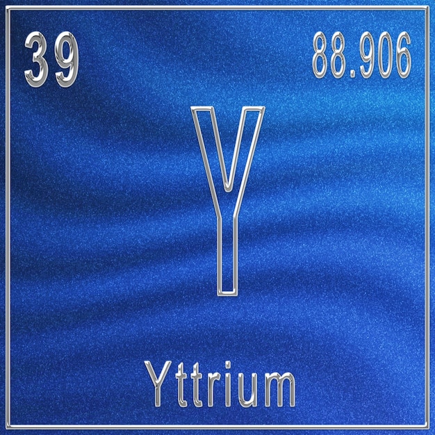 Elemento chimico di ittrio, segno con numero atomico e peso atomico, elemento della tavola periodica