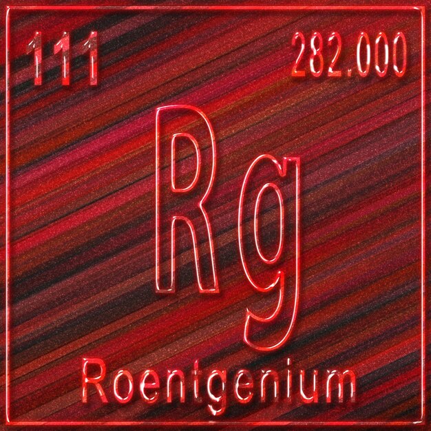 Elemento chimico Roentgenio, Segno con numero atomico e peso atomico, Elemento della tavola periodica