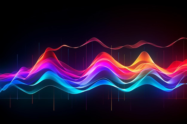 Elemento d'onda astratto per la progettazione equalizzatore di traccia di frequenza digitale sfondo artistico a linee stilizzate