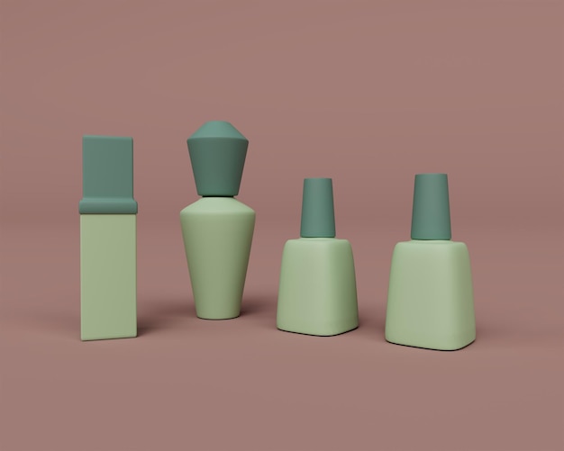 Elemento di design astratto Rendering 3d di flaconi cosmetici Concetto minimalista