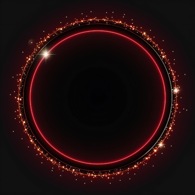 Elemento di design del cerchio di Natale rosso vuoto stile piatto su sfondo nero
