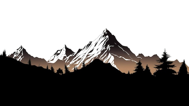 Elemento di design del confine silhouette di montagna