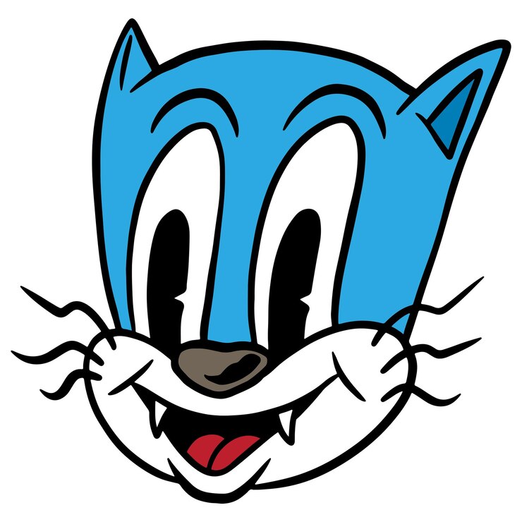 Foto elemento di design dell'etichetta adesiva del cartone animato del gatto blu carino