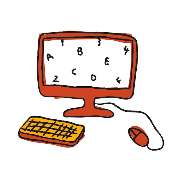 Elemento di progettazione dell'etichetta adesiva in stile doodle per computer