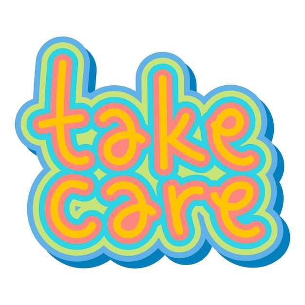Elemento di progettazione della parola "Take care" arancione
