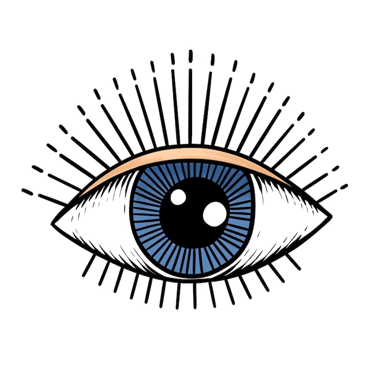 Foto elemento di progettazione di sovrapposizione dell'etichetta adesiva evil eye
