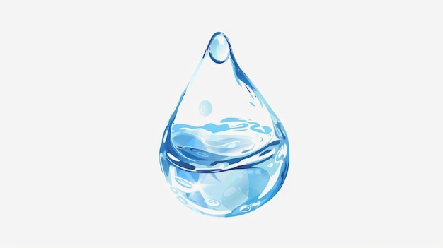 Elemento di progettazione fluido goccia goccia d'acqua Liquido puro che goccia da una superficie goccia gocca d'acqua Illustrazione moderna piatta isolata su bianco