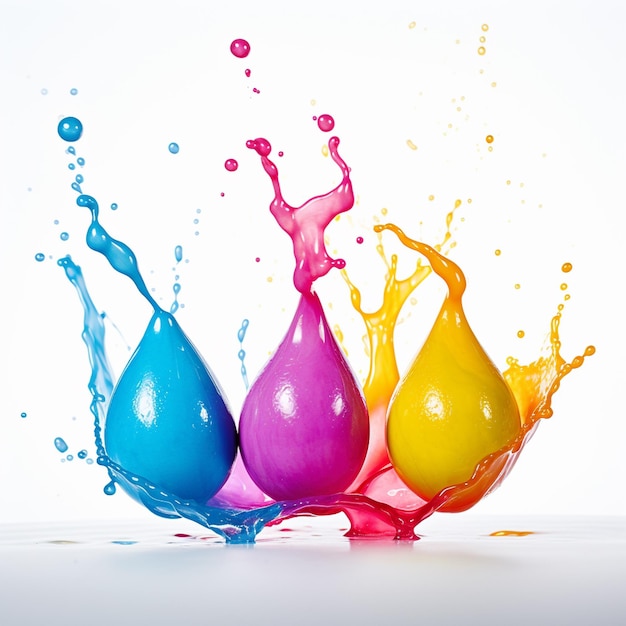 elemento di vernice liquida spruzzata colorata su sfondo trasparentegenerativo ai Pro PNG