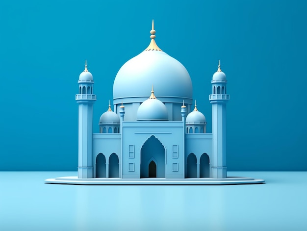 Elemento moschea islamica 3d su sfondo minimalista