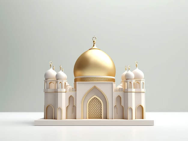 Elemento moschea islamica 3d su sfondo minimalista