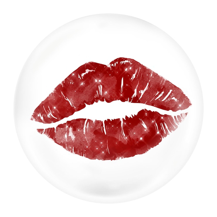 Foto elemento png delle labbra rosse nella bolla