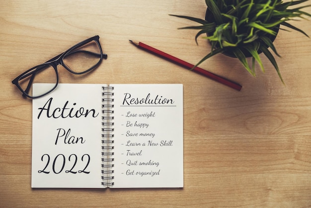 Elenco degli obiettivi e piani per la risoluzione del felice anno nuovo 2022