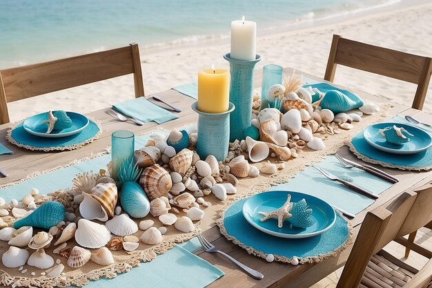 Elevate il vostro pranzo in spiaggia con un Coastal Seashell Table Runner